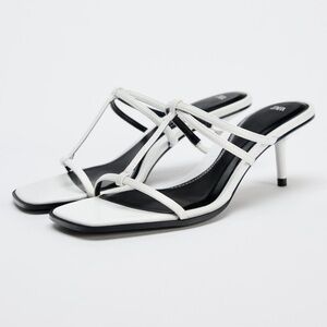 Zara Elegant White Strappy Heels Size 10